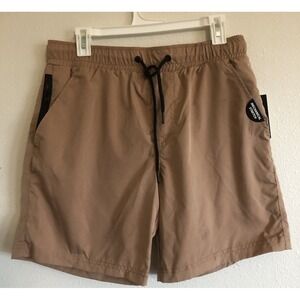 South Pole Mens M Shorts Tan Drawstring Adjustable Secure Pocket Standard Issue